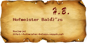 Hofmeister Balázs névjegykártya
