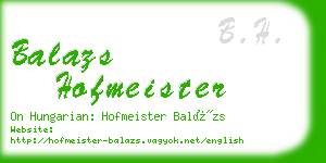 balazs hofmeister business card